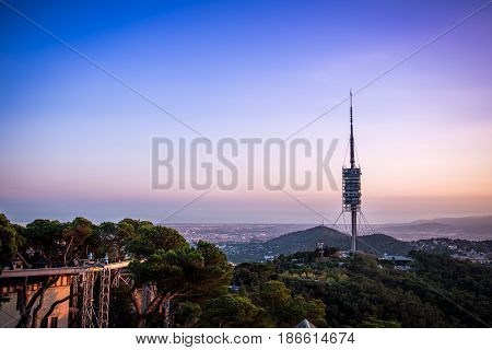Sunset from Mountain Tibidado in Barcelona Spain Europe