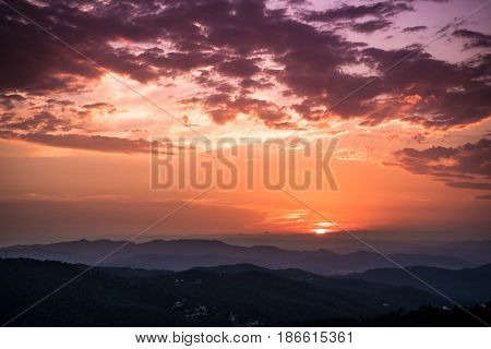 Sunset from Mountain Tibidado in Barcelona Spain Europe