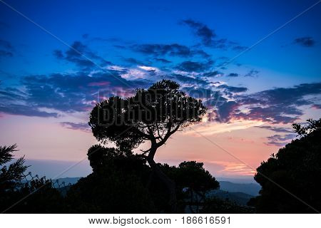 Sunset from Mountain Tibidado in Barcelona Spain Europe