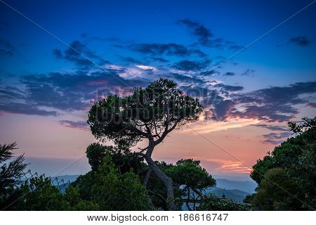 Sunset from Mountain Tibidado in Barcelona Spain Europe