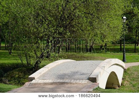 A small white bridge somewhere in Tsaritsyno park - Moscow, Russia
