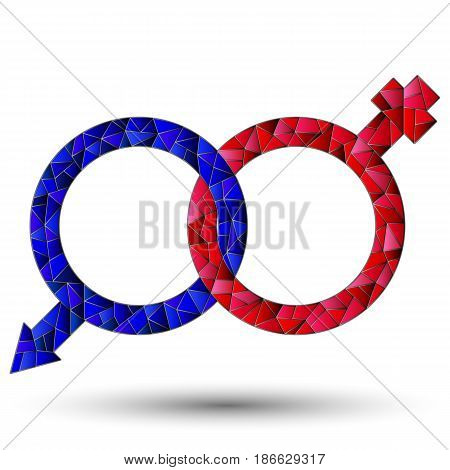 Intersecting icons men and women on a white background in a mosaic style isolate