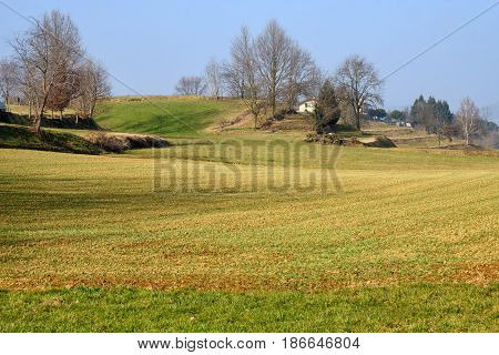 Landscape near Montevecchia (Brianza Lecco Lombardy Italy) at winter (february): country