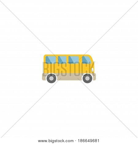 Flat Bus Element. Vector Illustration Of Flat Omnibus Isolated On Clean Background. Can Be Used As Bus, Omnibus And Passenger Symbols.