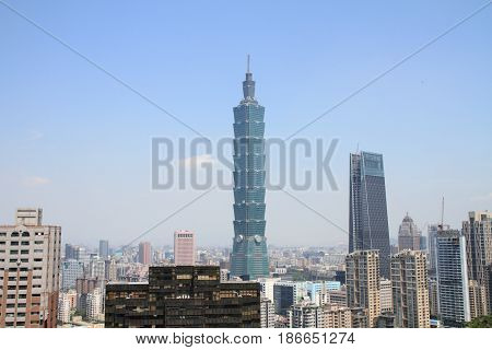 Taipei 101 From Xiang Mountain In Taipei, Taiwan