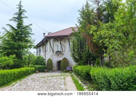 Rozhen, Bulgaria - May 11, 2017: Entrance to the Rozhen Monastery