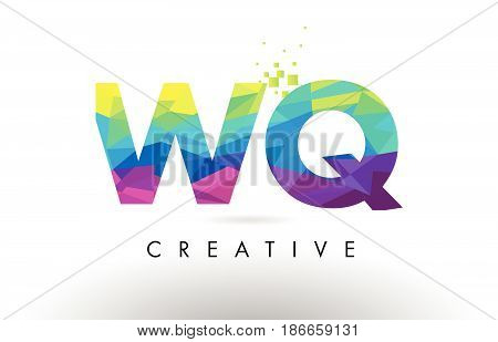 Wq W Q Colorful Letter Origami Triangles Design Vector.