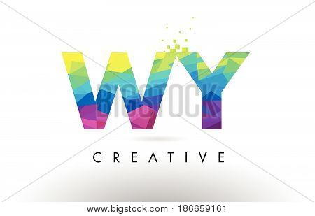 Wy W Y Colorful Letter Origami Triangles Design Vector.