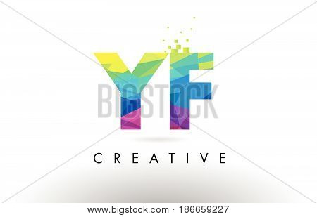 Yf Y F Colorful Letter Origami Triangles Design Vector.
