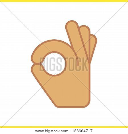 OK hand gesture color icon. Isolated vector illustration