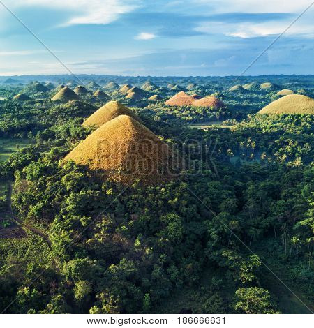 Aerial view of Chocolate Hills. Bohol, Philippines 2017.