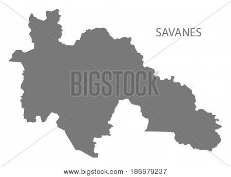 Savanes Ivory Coast Map Grey Illustration Silhouette