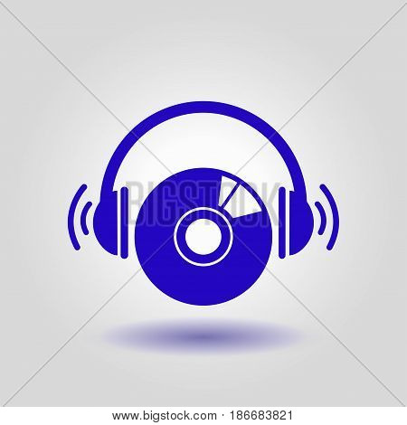 CD or DVD icon. Compact disk simbol. Flat design style.