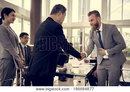 Business Partners Introductionary Handshake Bow