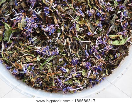 Traditional russian herbal tea from Fireweed leaves: Koporye Tea, Russian Tea or Ivan Chai.