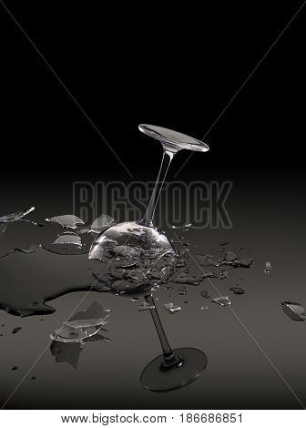 Broken Wine Glass (Not Rendered - Retouched)