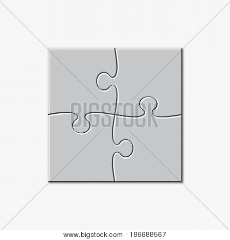 Puzzle template 2x2 4 pieces. Vector illustration