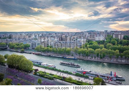 View of the Sena River from the Eiffel Tower
