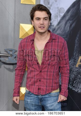 LOS ANGELES - MAY 08:  Emile Hirsch arrives for the 'King Arthur: Legend Of The Sword