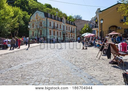 People On Souvenir Market On Andriyivskyy Descent