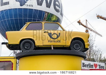 BERLIN GERMANY - APRIL 7: Trabant - iconic car from East Berlin on April 7 2017 in Berlin