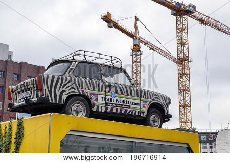 BERLIN GERMANY - APRIL 7: Trabant - iconic car from East Berlin on April 7 2017 in Berlin