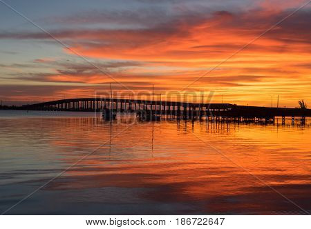 The Eau Gallie Causeway Bridge in the Morning Sun