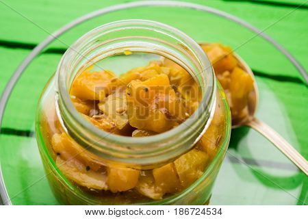 aam ka murabba or methamba in marathi or mango sweet pickle with Fenugreek or methi