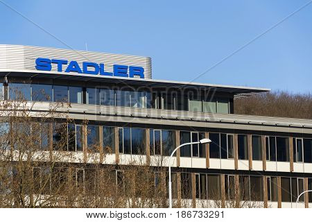 Prague, Czech Republic - March 26: Swiss Manufacturer Of Railway Rolling Stock Stadler Company Logo