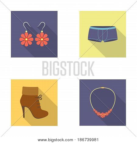 Earrings, bijouterie, clothes, fashion and other clothes. Clothes set collection icons in flat style vector symbol stock illustration .