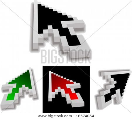 Farbige 3D Vektor-Pfeil-Cursor. Neue Version.