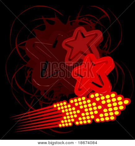 Abstract  Red Stars and Arrow