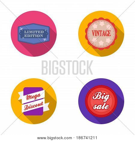 Limited edition, vintage, mega discont, dig sale.Label, set collection icons in flat style vector symbol stock illustration .