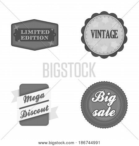 Limited edition, vintage, mega discont, dig sale.Label, set collection icons in monochrome style vector symbol stock illustration .
