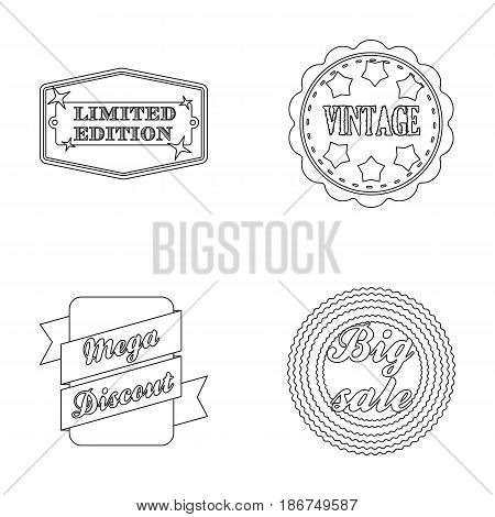 Limited edition, vintage, mega discont, dig sale.Label, set collection icons in monochrome style vector symbol stock illustration .