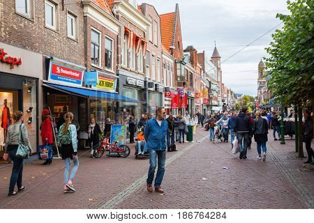 Shopping Street In Hoorn, The Netherlands