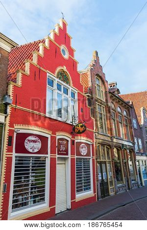 Street With Historical Row Houses In Hoorn, Netherlands