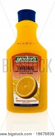 Winneconne WI - 14 May 2017: A bottle Yoder's orange juice on an isolated background.