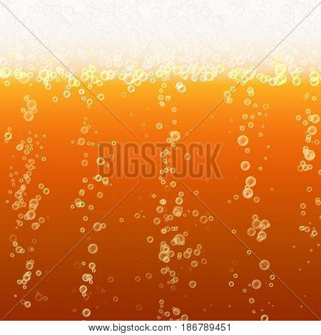 Beer Background Texture With Foam And Vubbles. Macro Of Frefreshing Beer.