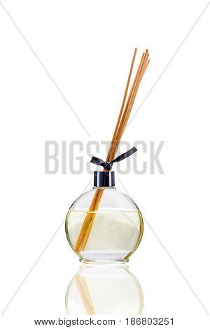 Essential oil isolated on white background with clipping path. Cute symbol for aromatherapy store. Elements - oil stick aroma. Aromatherapy diffuser simple silhouette for spa salon.