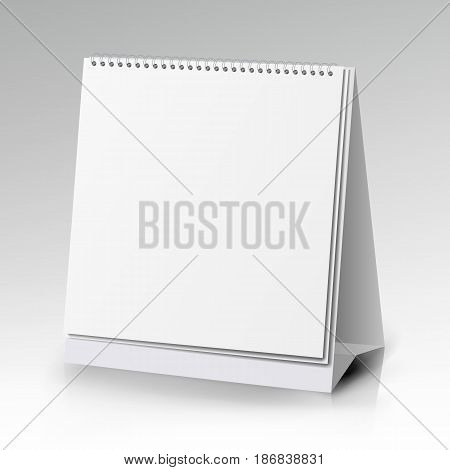 White Blank Paper Desk Spiral Calendar. Spiral Calendar Vector Template. Vertical Table Calendar
