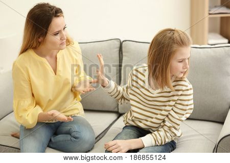 Quarrel between mother and daughter at home