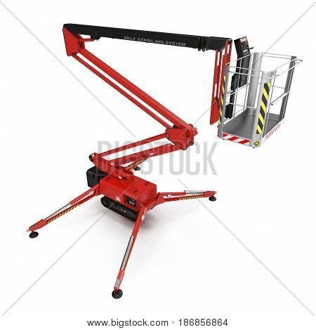 Engine Powered Scissor Lift on white background. 3D illustration
