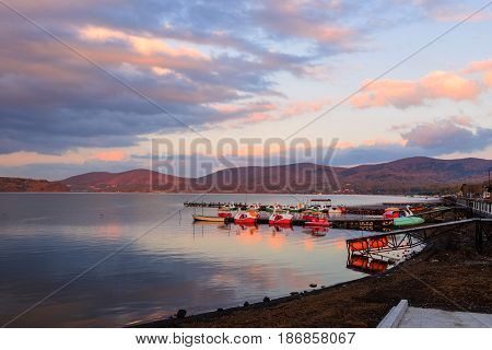 Lake Yamanaka At Dusk