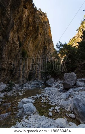 Samaria Gorge. The bed of a mountain river. Crete. Greece.