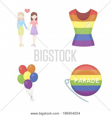 Lesbians, dress, balls, gay parade. Gay set collection icons in cartoon style vector symbol stock illustration .
