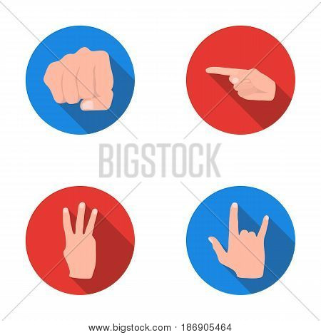 Closed fist, index, and other gestures. Hand gestures set collection icons in flat style vector symbol stock illustration .