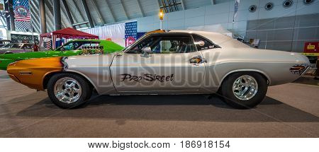 STUTTGART GERMANY - MARCH 03 2017: Muscle Car Dodge Challenger Pro Street 1970. Europe's greatest classic car exhibition 
