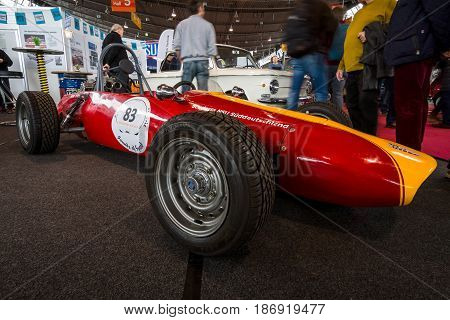 STUTTGART GERMANY - MARCH 03 2017: Race car NSU-Delfosse (NSU FT600-RS) - USA Formel IV. Europe's greatest classic car exhibition 
