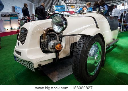 STUTTGART GERMANY - MARCH 03 2017: A British kit car Lomax 223 based on the mechanical components of the Citroen 2CV. Europe's greatest classic car exhibition 